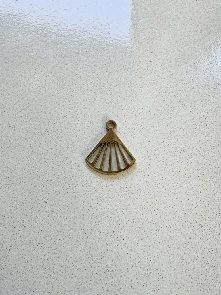 perlesetcreationbijoux - breloque éventail en acier inoxydable doré
