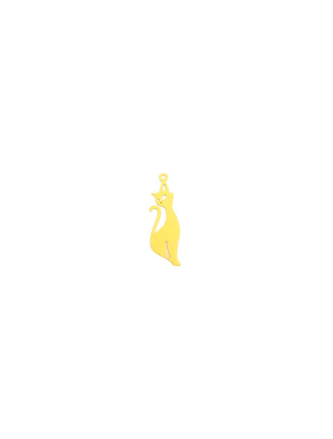perlesetcreationbijoux - breloque filigrane chat en métal de 25x8 mm jaune