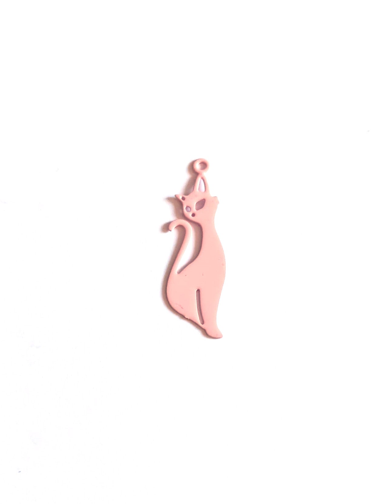 perlesetcreationbijoux - breloque filigrane chat en métal de 25x8 mm rose