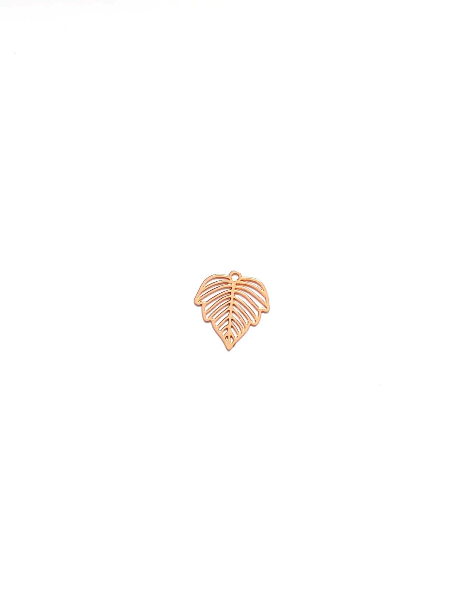 perlesetcreationbijoux breloque filigrane feuille 10x11mm or rose