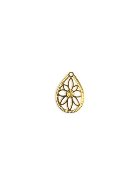 Breloque filigrane goutte - 16x12 mm