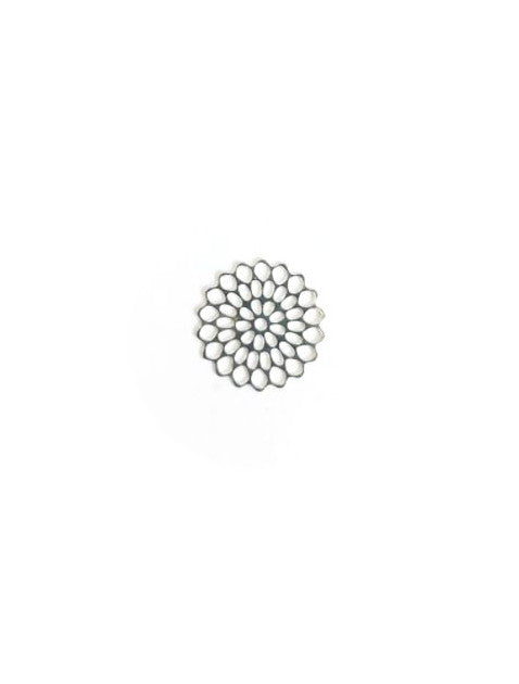 perlesetcreationbijoux - breloque filigrane rosace en métal de 15 mm argentée