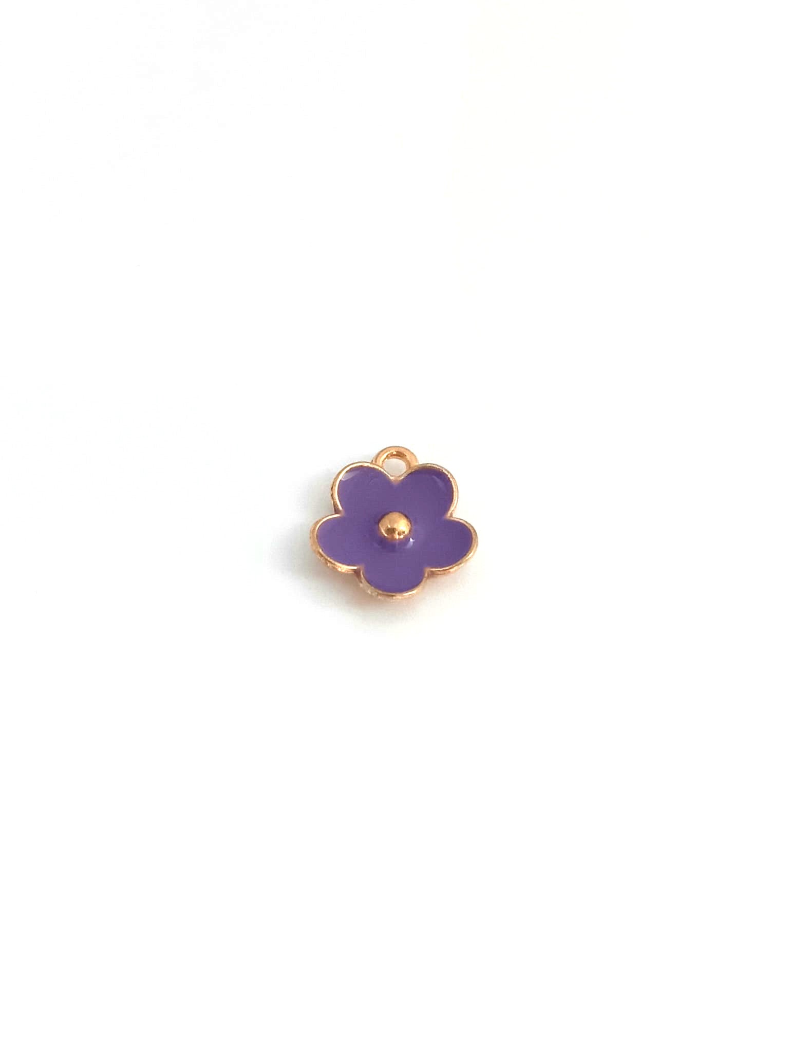 perlesetcreationbijoux - breloques fleurs émaillées de 13x11 mm, base doré et violet