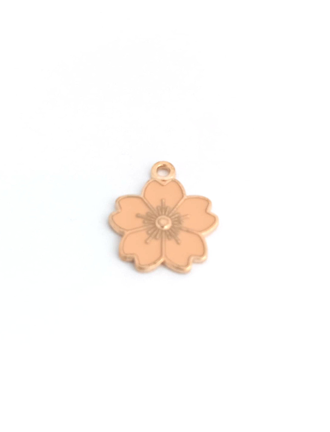Breloque fleur émaillée base dorée - 20x17 mm