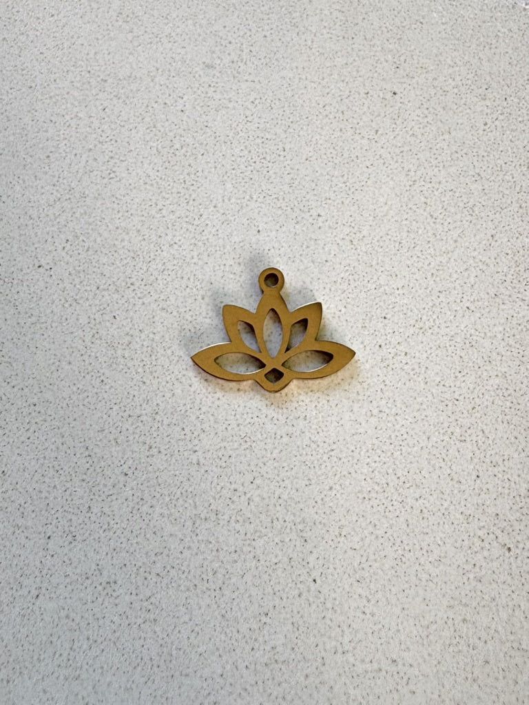 perlesetcreationbijoux - breloque fleur de lotus en acier inoxydable doré