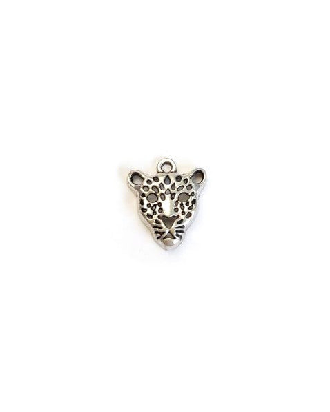 Breloque léopard argenté - 20x18mm