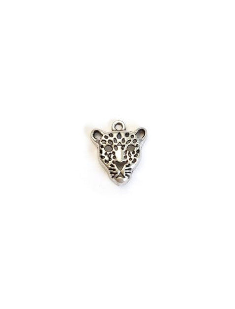 Breloque léopard argenté - 20x18mm
