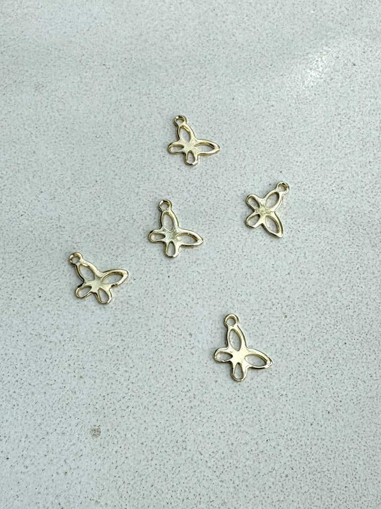 Perlesetcreationbijoux - Breloque papillon acier inox doré