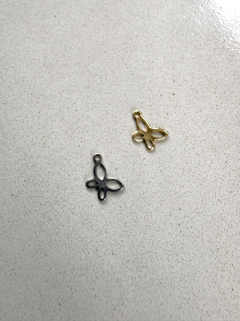 perlesetcreationbijoux - breloques papillon 11 mm en acier inoxydable argenté et doré