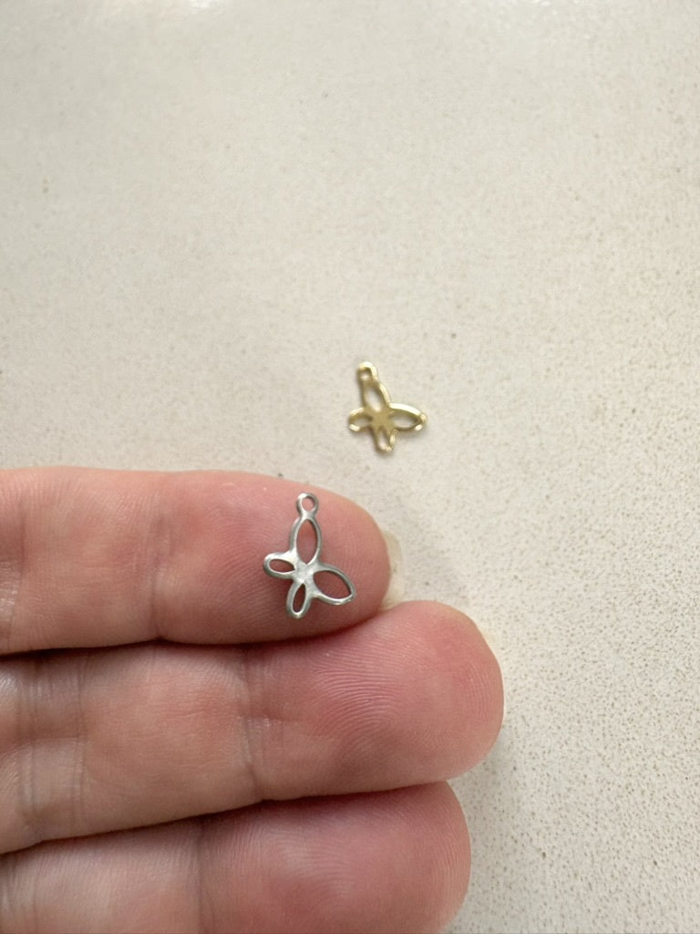perlesetcreationbijoux - breloques papillon 11 mm en acier inoxydable argenté et doré