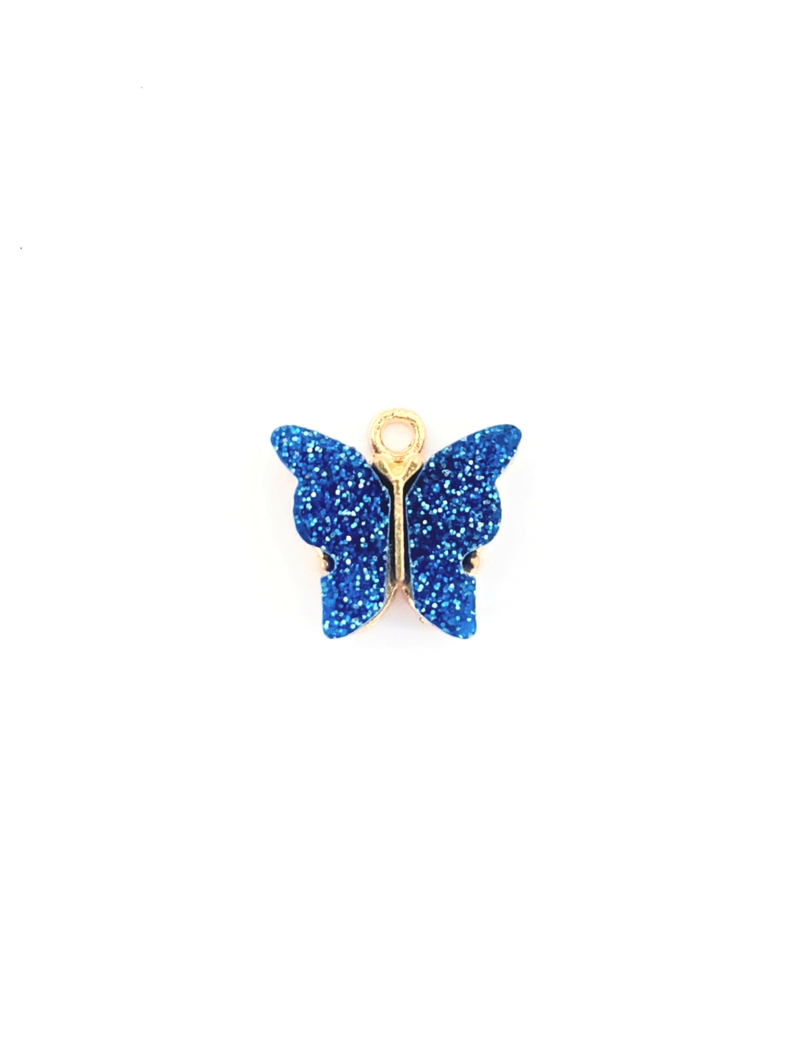 Breloque papillon en résine pailletée - 14x16 mm