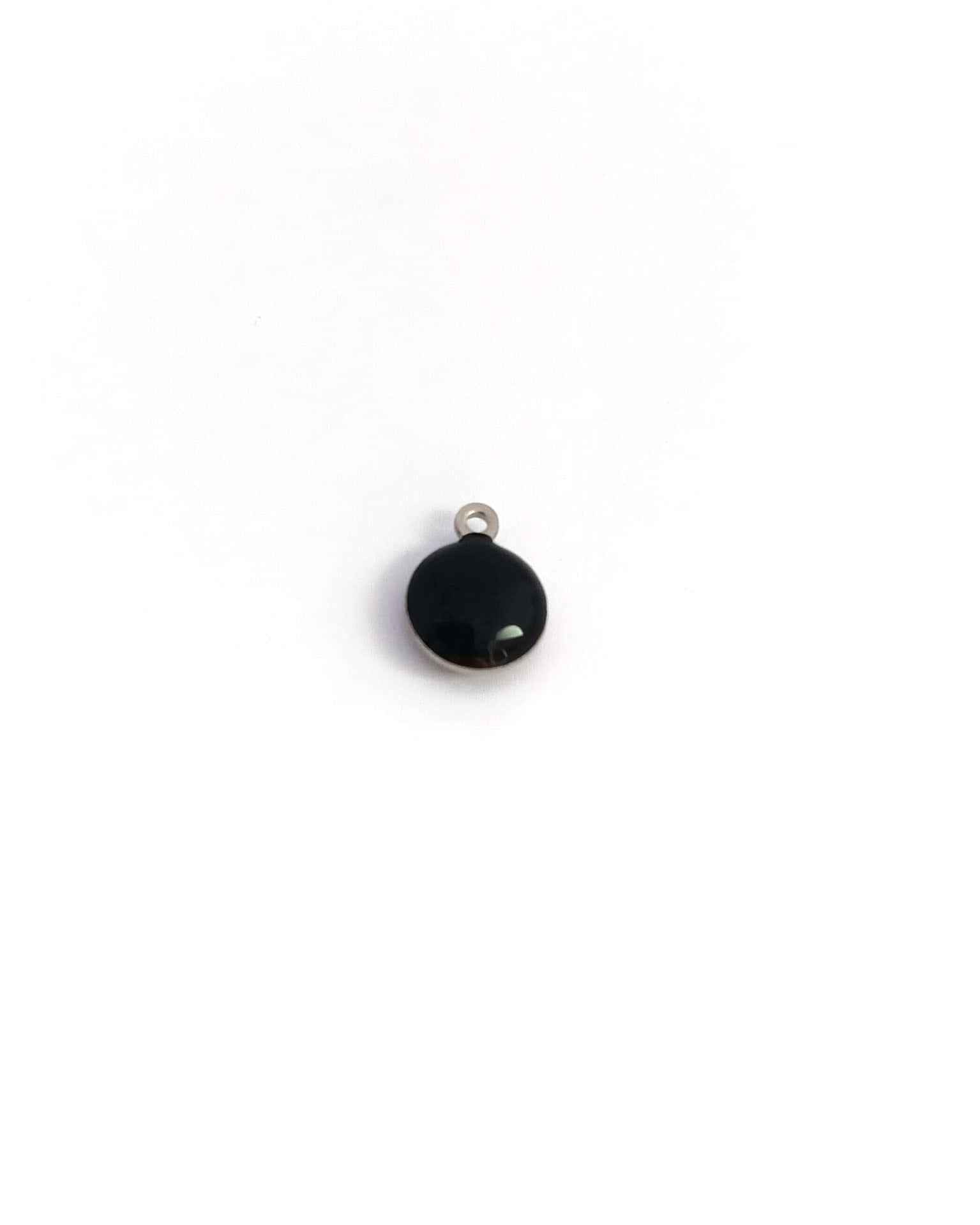 perlesetcreationbijoux-breloque-ronde-emaillee-acier-inoxydable-11x8mm-noire