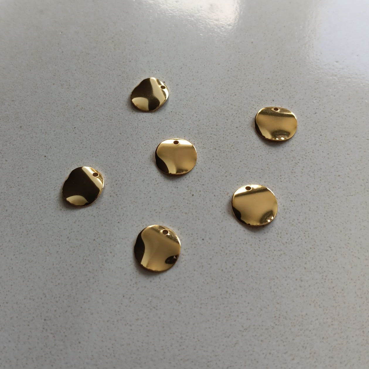 perlesetcreationbijoux - sequins ronds ondulés en acier inoxydable doré de 10 mm