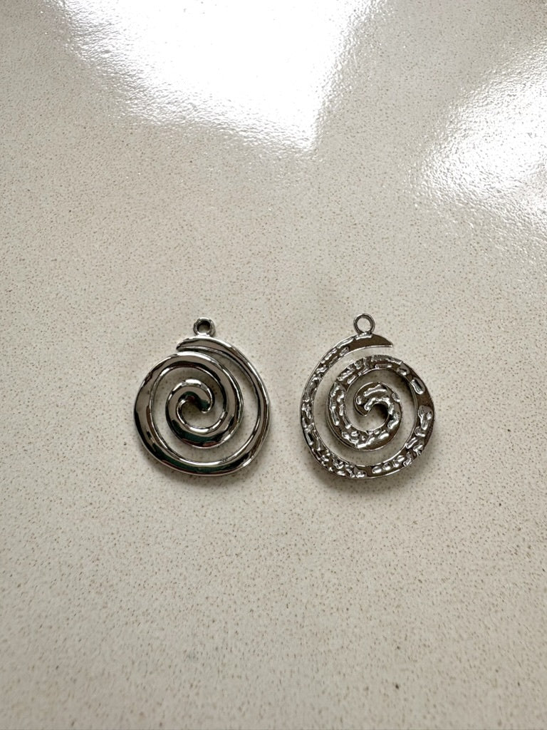 perlesetcreationbijoux - breloque spirale en acier inoxydable argenté de 23x19 mm
