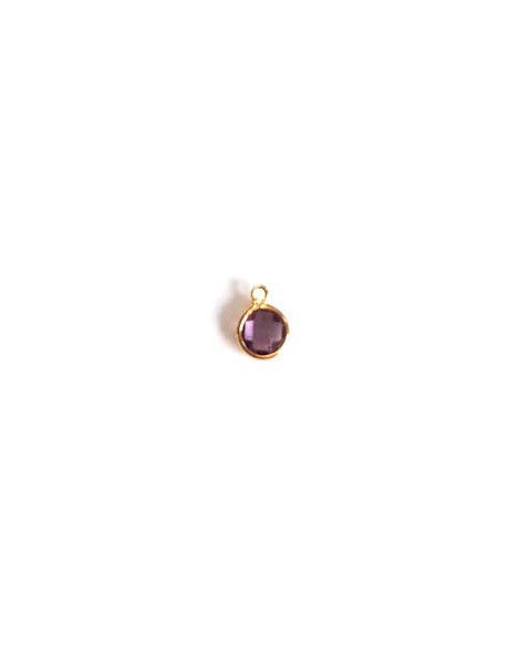 Pendentif rond en verre facetté, doré - 10 mm