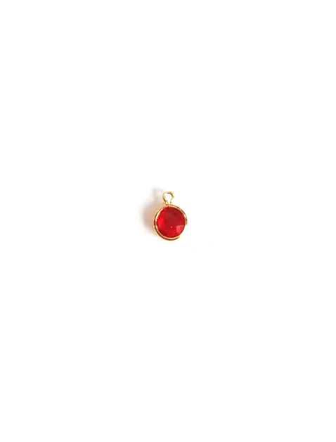 Pendentif rond en verre facetté, doré - 10 mm