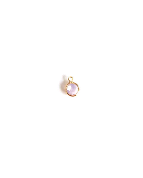 Pendentif rond en verre facetté, doré - 10 mm
