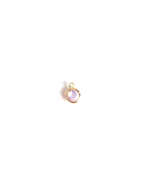 Pendentif rond en verre facetté, doré - 10 mm