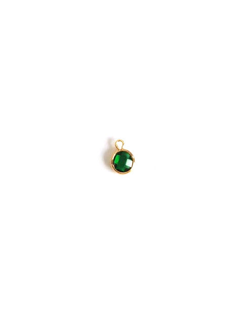 Pendentif rond en verre facetté, doré - 10 mm