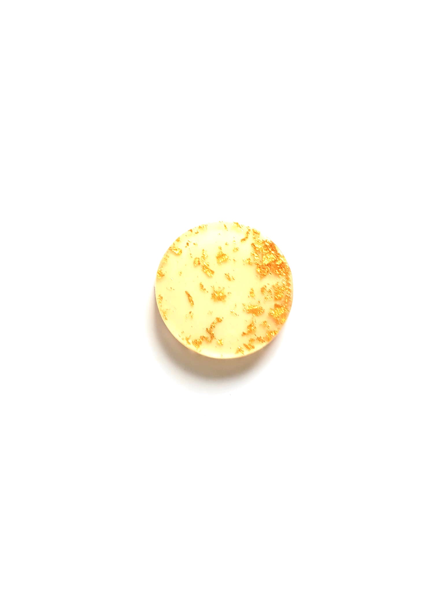 Cabochon rond plat en résine, feuille d'or - 20 mm