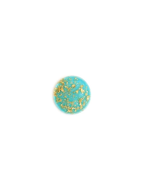 Cabochon rond plat en résine, feuille d'or - 20 mm