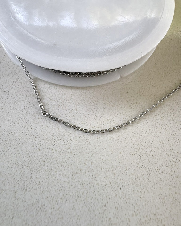 perlesetcreationbijoux - chaîne maille ovale en acier inoxydable 304 argenté, maille 1,6x1,3x0,3 mm