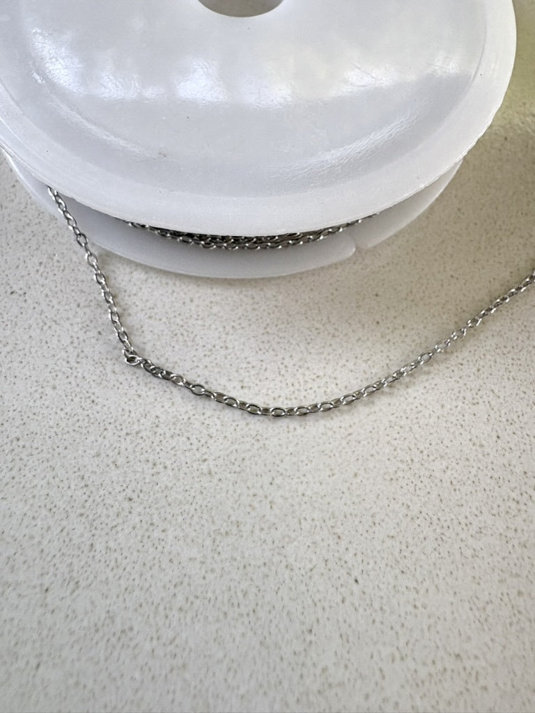 perlesetcreationbijoux - chaîne maille ovale en acier inoxydable 304 argenté, maille 1,6x1,3x0,3 mm