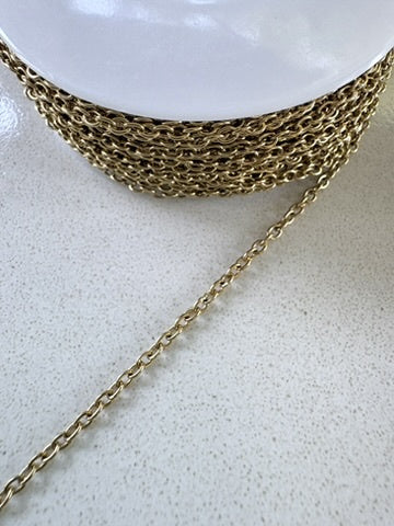 perlesetcreationbijoux - chaîne maille ovale en acier inoxydable 304 doré PVD maille 2,5x2 mm