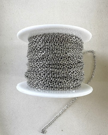 perlesetcreationbijoux - bobine de chaîne maille ovale en acier inoxydable 304 argenté maille 2,5x2 mm