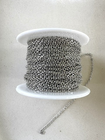 perlesetcreationbijoux - bobine de chaîne maille ovale en acier inoxydable 304 argenté maille 2,5x2 mm