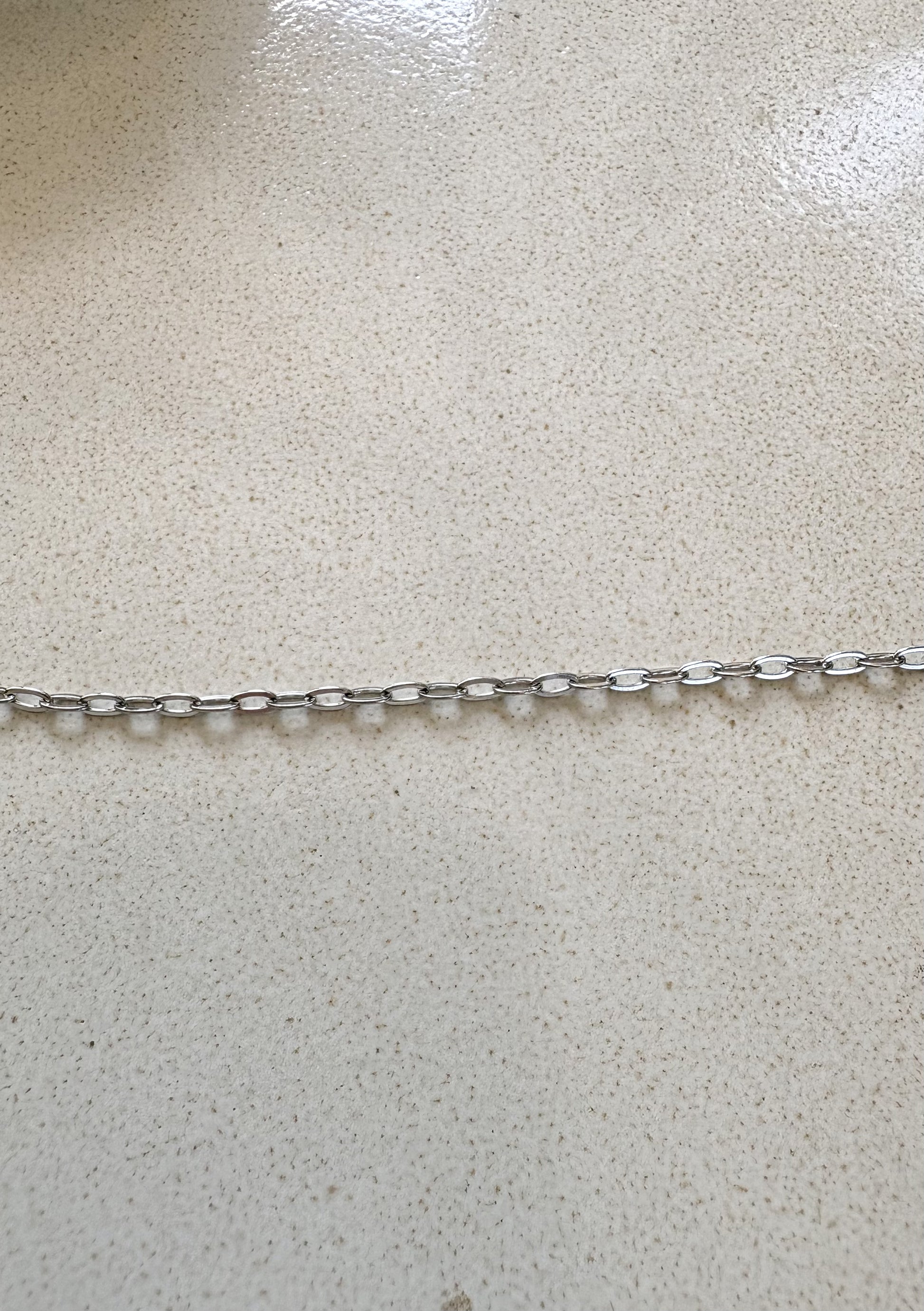 perlesetcreationbijoux - chaîne maille ovale plate soudée en acier inoxydable argenté de 3,5x1,8 mm