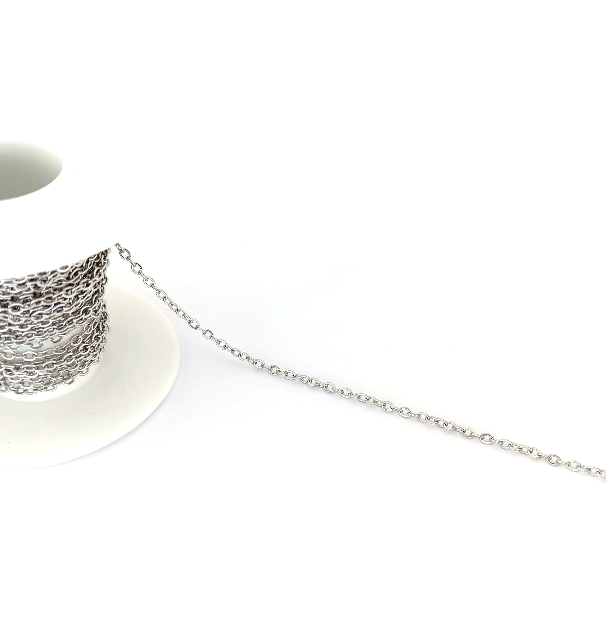 perlesetcreationbijoux - chaîne en acier inoxydable argenté maille ovale 2,5x2 mm rouleau