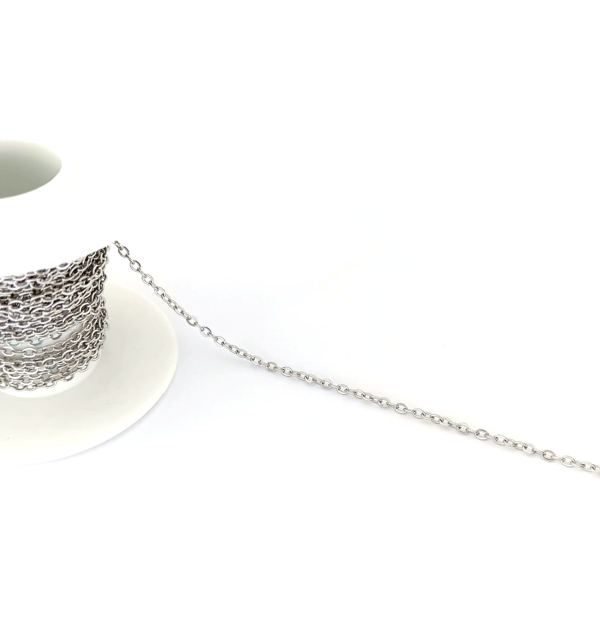 perlesetcreationbijoux - chaîne en acier inoxydable argenté maille ovale 2,5x2 mm rouleau