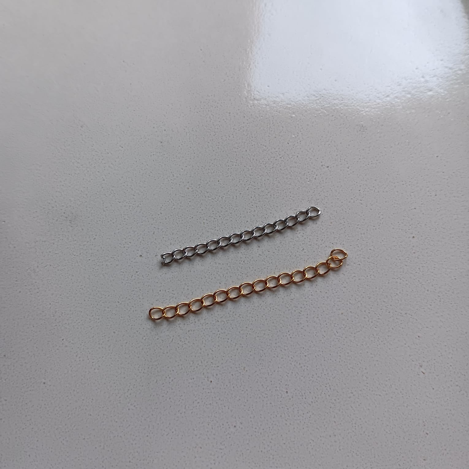 perlesetcreationbijoux- chaînettes d'extension en acier inoxydable argenté et acier inoxydable doré placage PVD
