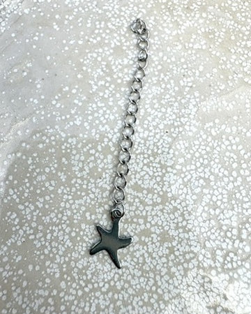 perlesetcreationbijoux - chainette d'extension en acier inoxydable argenté avec breloque étoile de mer