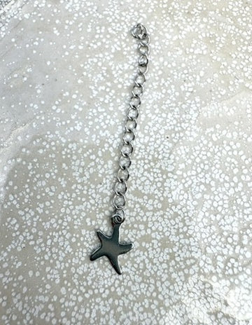perlesetcreationbijoux - chainette d'extension en acier inoxydable argenté avec breloque étoile de mer