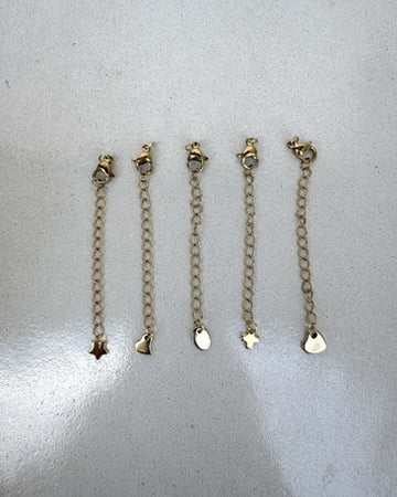 perlesetcreationbijoux - chaînette d'extension en acier inoxydable doré avec fermoir mousqueton et breloques