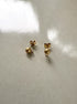 perlesetcreationbijoux - clous d'oreilles boule effet pailleté acier inox doré 5 mm