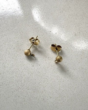 perlesetcreationbijoux - clous d'oreilles boule effet pailleté acier inox doré 4 mm