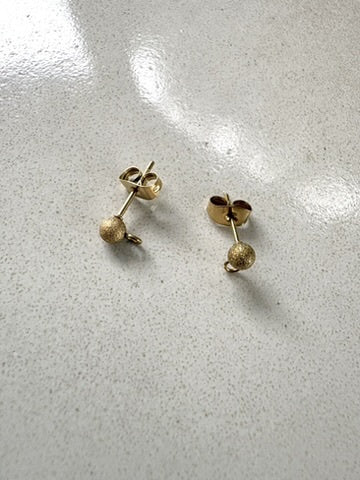 perlesetcreationbijoux - clous d'oreilles boule effet pailleté acier inox doré 4 mm