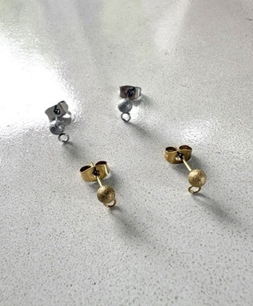 perlesetcreationbijoux - clous d'oreilles boule effet pailleté acier inoxydable doré ou argenté