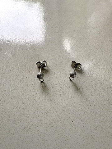 perlesetcreationbijoux - clous d'oreilles boule effet pailleté acier inoxydable argenté