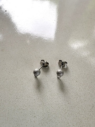 perlesetcreationbijoux - clous d'oreilles boule effet pailleté acier inoxydable argenté