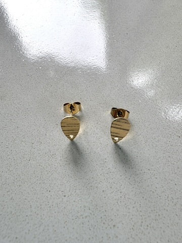 perlesetcreationbijoux - clous d'oreilles goutte effet texturé acier inox doré