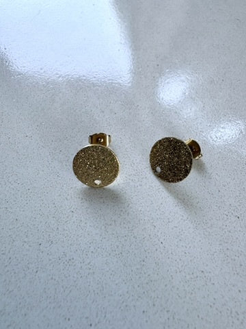 perlesetcreationbijoux - clous d'oreilles rond effet pailleté acier inox doré et doré 12 mm