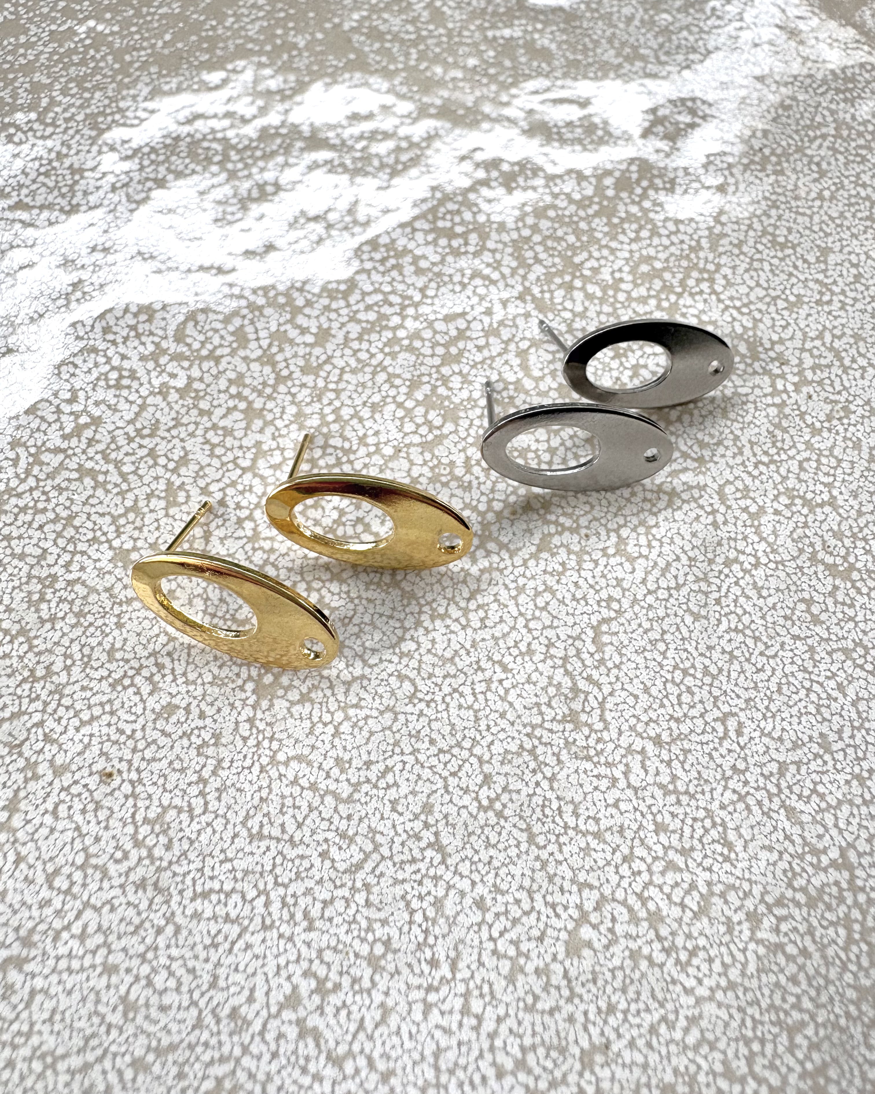 perlesetcreationbijoux - clous d'oreilles ovales en acier inoxydable 304 de 18x9 mm argentés et dorés