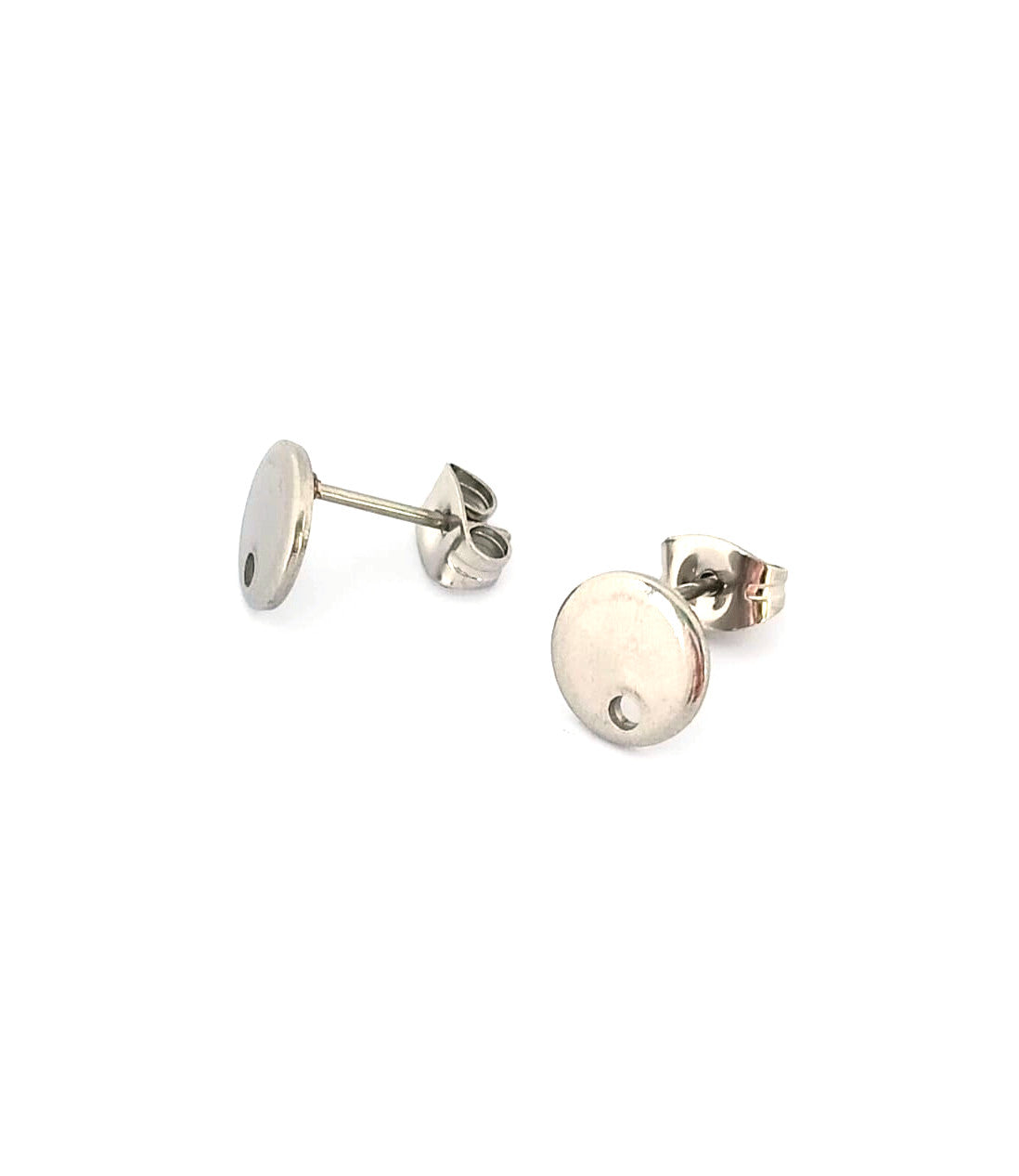 perlesetcreationbijoux - clous d'oreilles ronds lisses en acier inoxydable 304 argenté de 8 mm