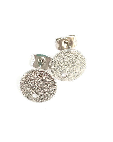Clous d'oreilles ronds pailletés acier inox 304 - 10 mm x1 paire