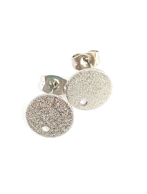 Clous d'oreilles ronds pailletés acier inox 304 - 10 mm x1 paire