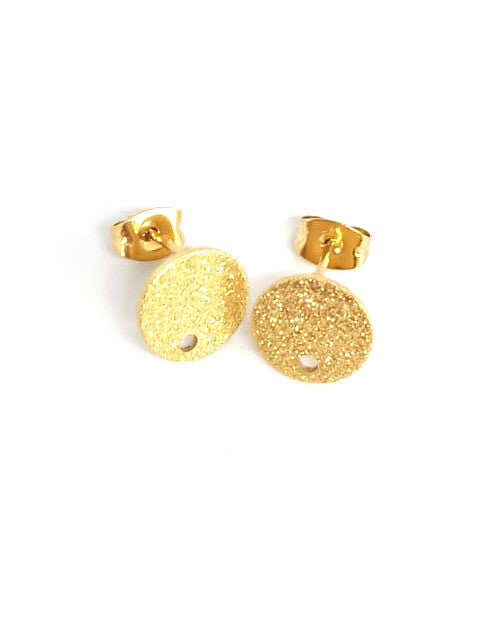 Clous d'oreilles ronds pailletés acier inox 304 - 10 mm x1 paire